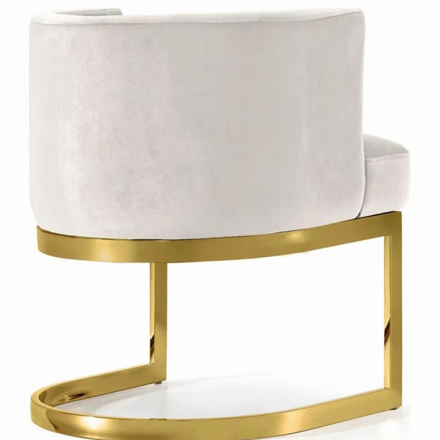 Chairs * | Mod The Fay Dining Chair, Cream And Gold, Velvet