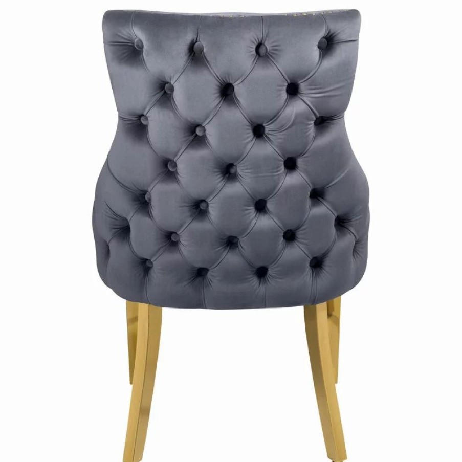 Chairs * | Mod The Sovereign Dining Chair, Gray, Velvet, Set Of 2