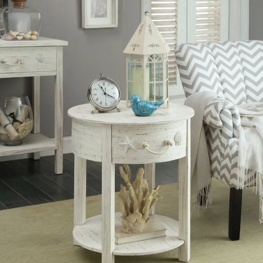 Coffee & Accent Tables * | Coast To Coast Accents One Drawer Accent Table H24.00, Sanibel White Rub