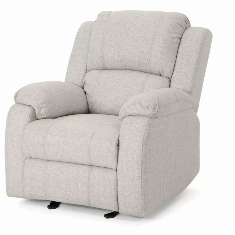 Chairs * | Gdfstudio Gdf Studio Scarlett Classic Fabric Gliding Recliner Chair, Beige