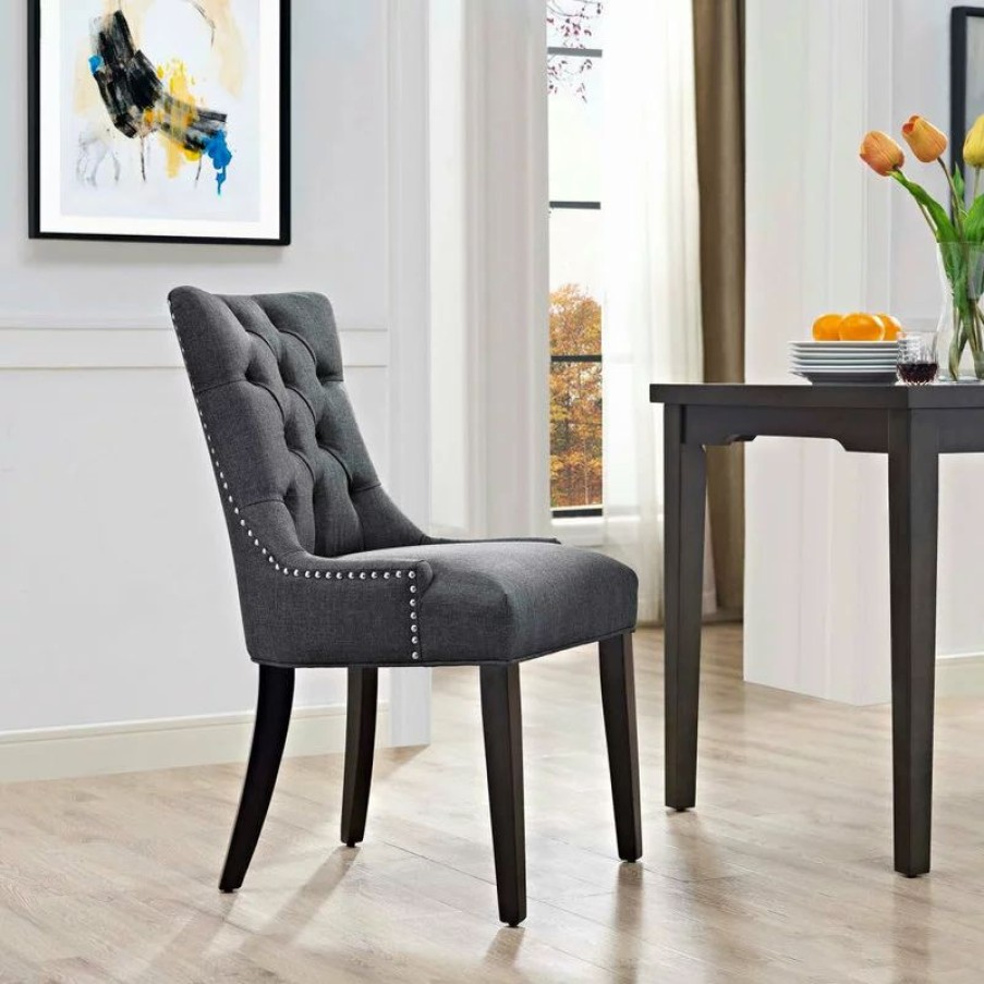 Chairs * | Lexmod Regent Upholstered Fabric Dining Chair, Gray