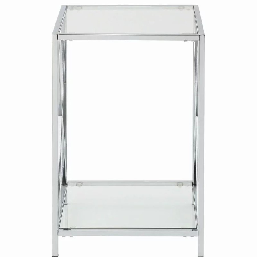 Coffee & Accent Tables * | Convenience Concepts Oxford Chrome End Table With Shelf