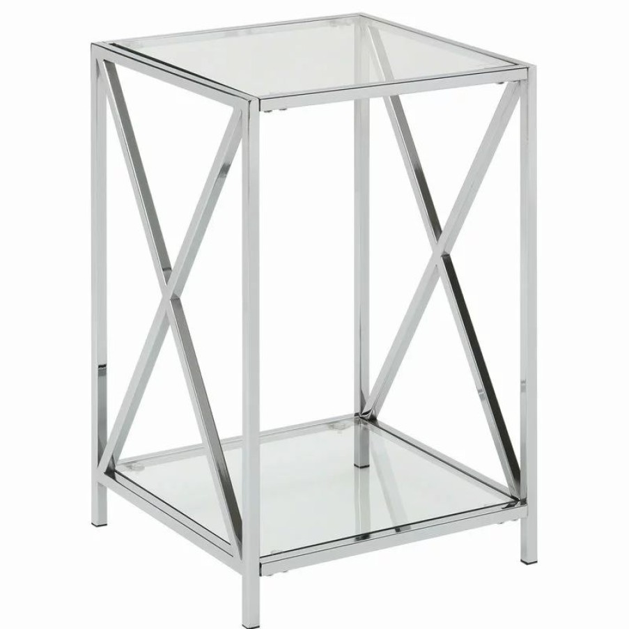 Coffee & Accent Tables * | Convenience Concepts Oxford Chrome End Table With Shelf