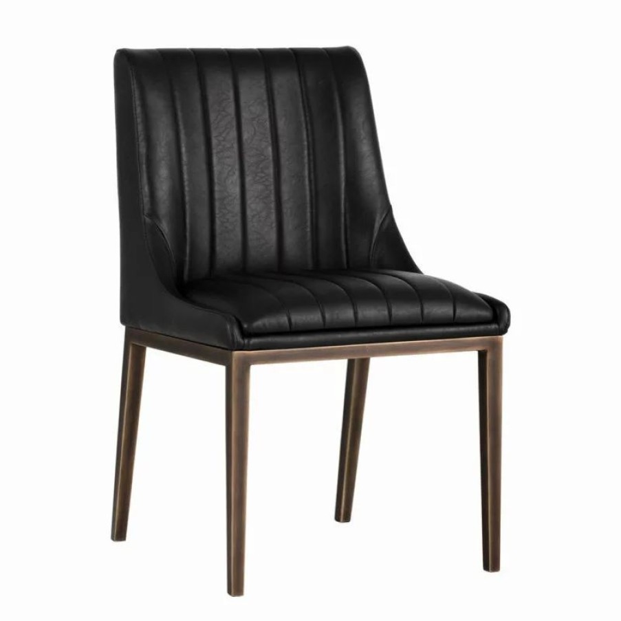 Chairs * | Mod The Stanton Dining Chair, Black, Faux Leather, Set Of 2