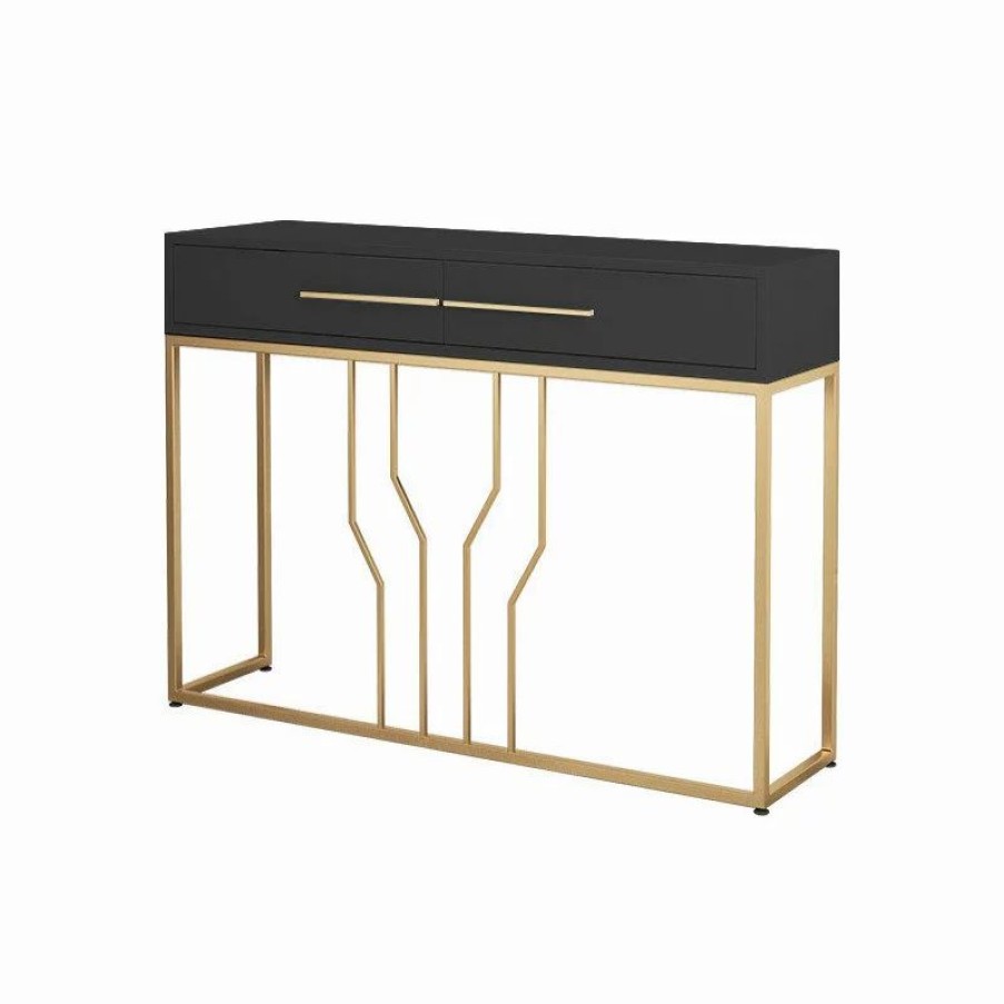 Console Tables * | Homary Black Console Table Decor With Drawers Entryway Table
