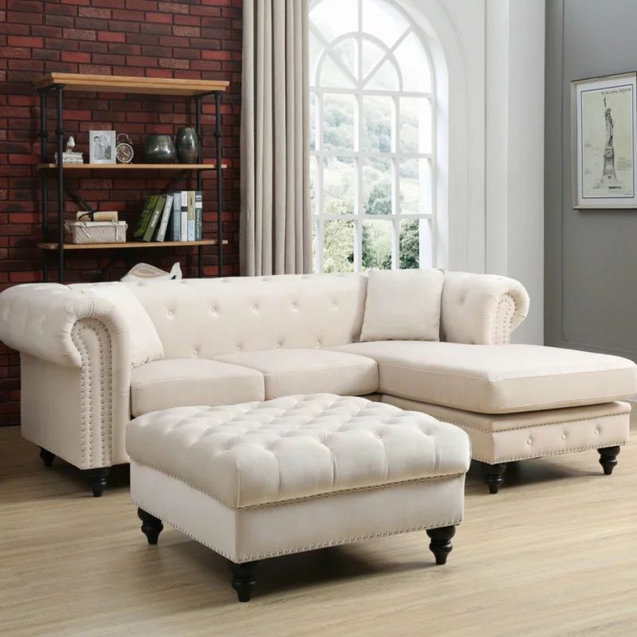 Sofas & Sectionals * | Glory Furniture Nola Sofa Chaise, Ivory