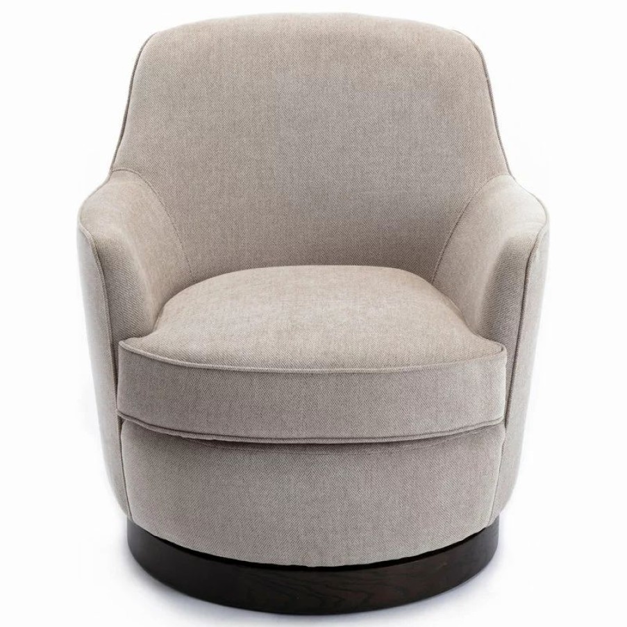 Chairs * | Comfort Pointe Reese Oatmeal Wood Base Swivel Chair