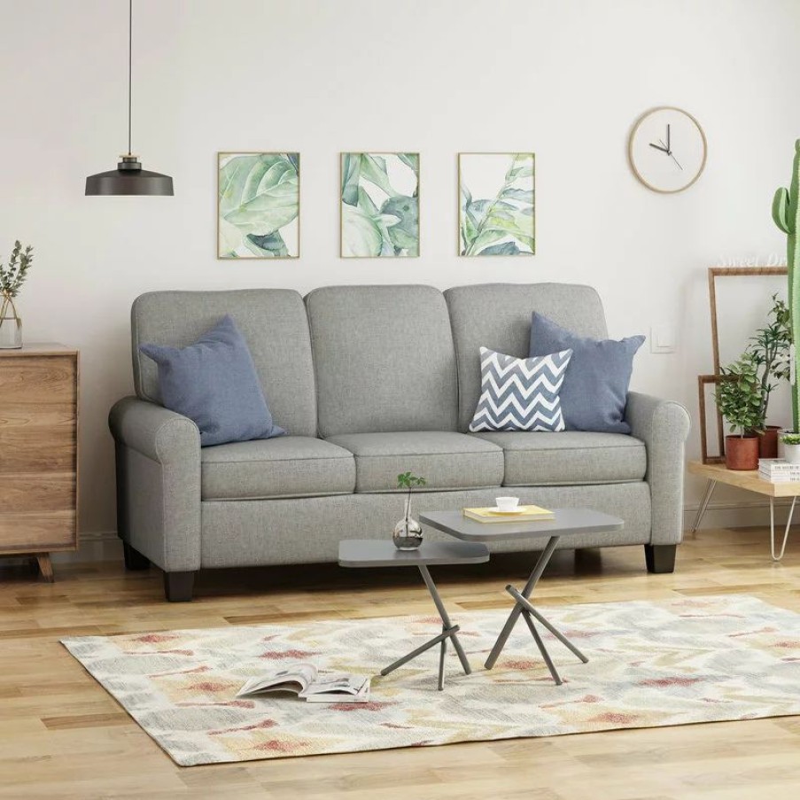 Sofas & Sectionals * | Gdfstudio Gdf Studio Bridget Traditional 3-Seater Sofa, Gray/Dark Brown