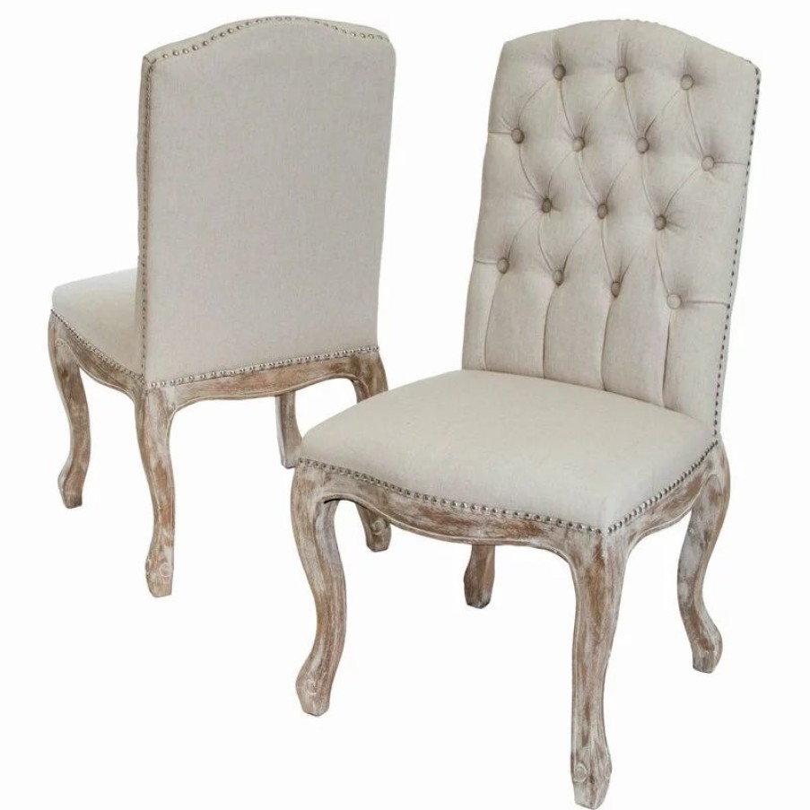 Chairs * | Gdfstudio Gdf Studio Cello Contemporary Dining Chairs (Set Of 2), Beige, Fabric