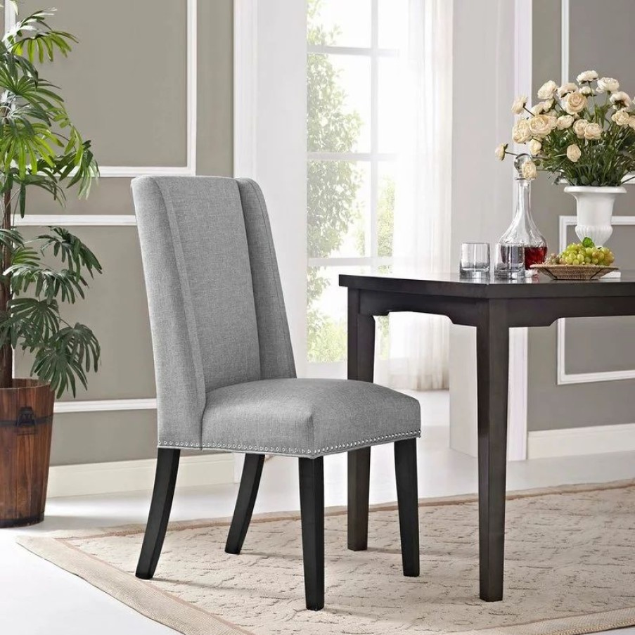 Chairs * | Lexmod Baron Parsons Upholstered Fabric Dining Side Chair, Light Gray
