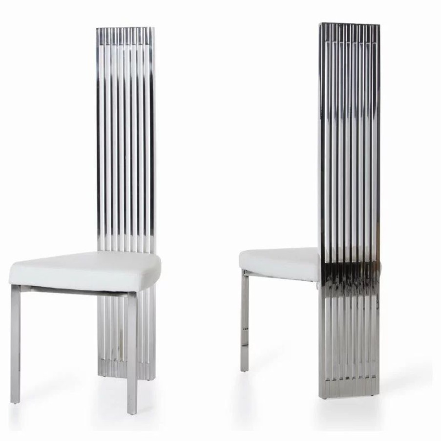 Chairs * | Mod The Millennium Dining Chair, White, Leatherette