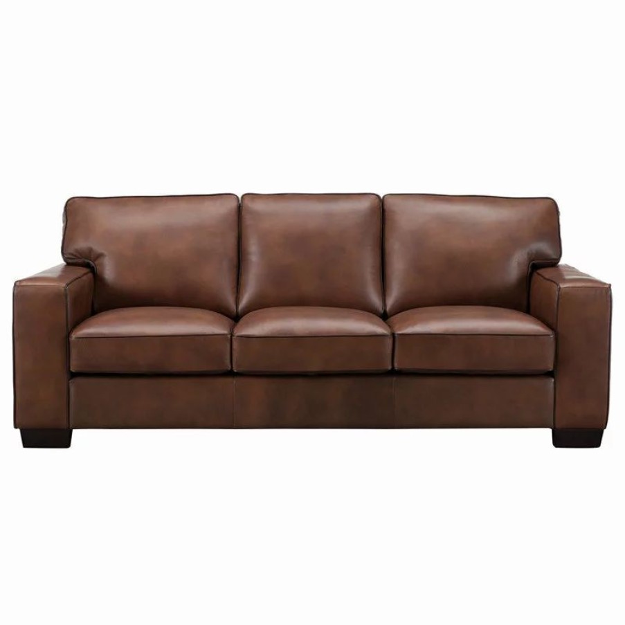 Sofas & Sectionals * | Kemp International Inc Kimberlly Leather Craft Sofa, Brown