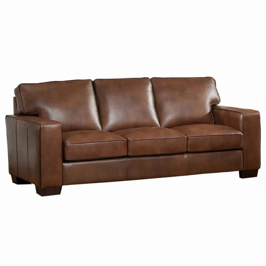 Sofas & Sectionals * | Kemp International Inc Kimberlly Leather Craft Sofa, Brown