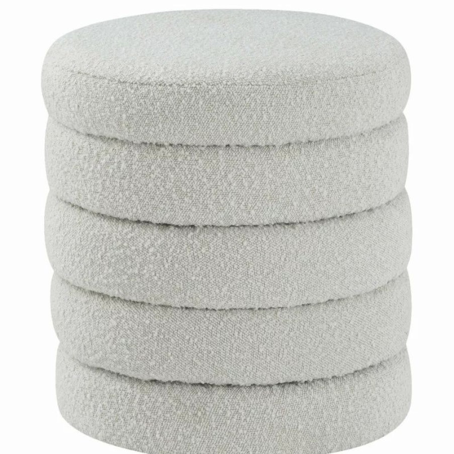 Footstools & Ottomans * | Meridian Furniture Aphia Boucle Fabric Ottoman, Cream, Ottoman, Stool