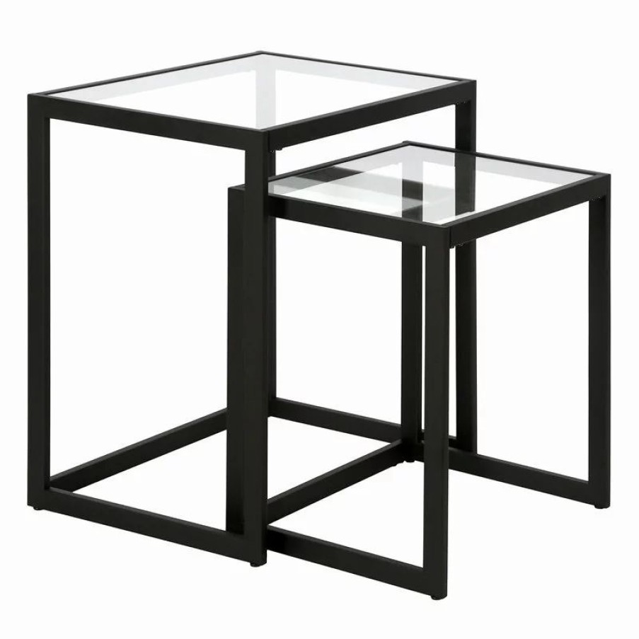 Coffee & Accent Tables * | Hudson&Canal Rocco Rectangular Nested Side Table In Blackened Bronze