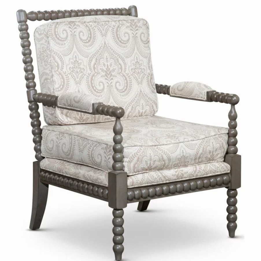 Chairs * | Dty Indoor Living Silverthorne Spindle Chair, Weathered Gray/Taupe Paisley