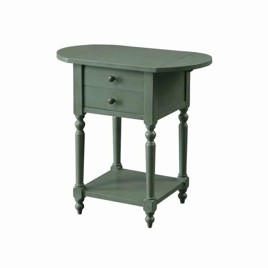 Coffee & Accent Tables * | Furniture Of America E-Commerce By Enitial Lab Furniture Of America Mendez Wood Drop-Leaf Side Table In Antique Teal