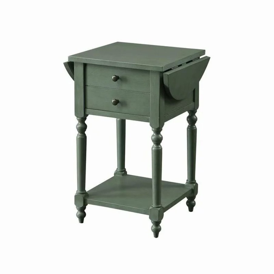 Coffee & Accent Tables * | Furniture Of America E-Commerce By Enitial Lab Furniture Of America Mendez Wood Drop-Leaf Side Table In Antique Teal