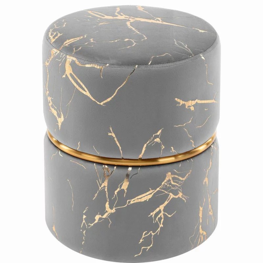 Footstools & Ottomans * | Duhome Elegant Lifestyle Luxury Hot Stamped Velvet Ottoman, Grey