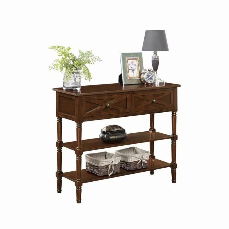 Console Tables * | Convenience Concepts Country Oxford 2-Drawer Console Table Espresso Wood Finish