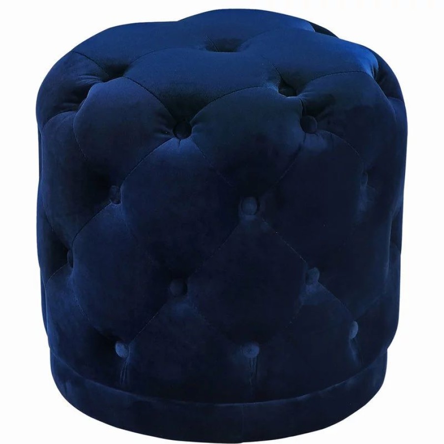 Footstools & Ottomans * | Meridian Furniture Harper Velvet Ottoman/Stool, Navy