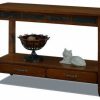 Console Tables * | Leick Home Leick Furniture Slatestone Wood Storage Console Table In Rustic Oak