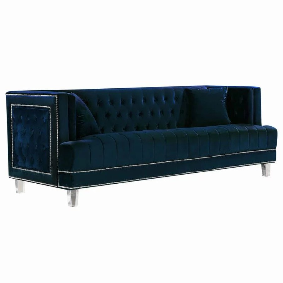 Sofas & Sectionals * | Meridian Furniture Lucas Velvet Sofa, Navy