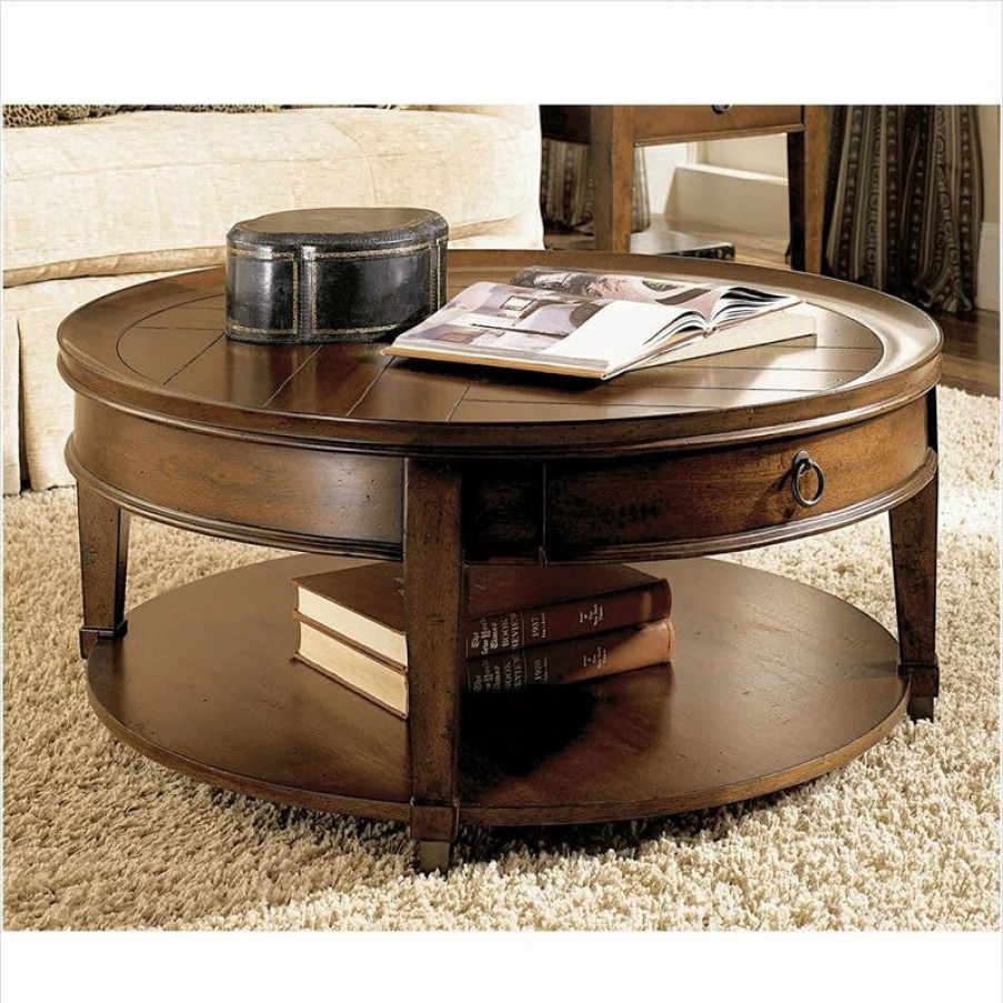 Coffee & Accent Tables * | Hammary Furniture Hammary Sunset Valley Single-Drawer Round Cocktail Table, Brown 197-911