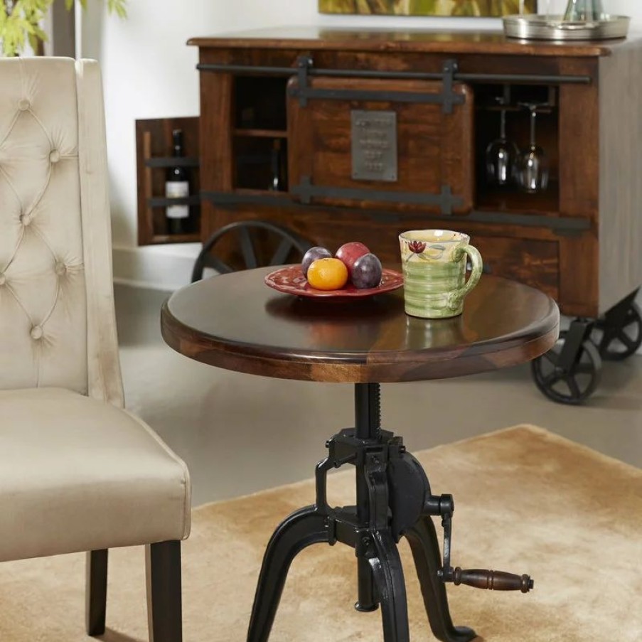 Coffee & Accent Tables * | Coast To Coast Imports, Llc Manchester Brown Adjustable Round Accent Table