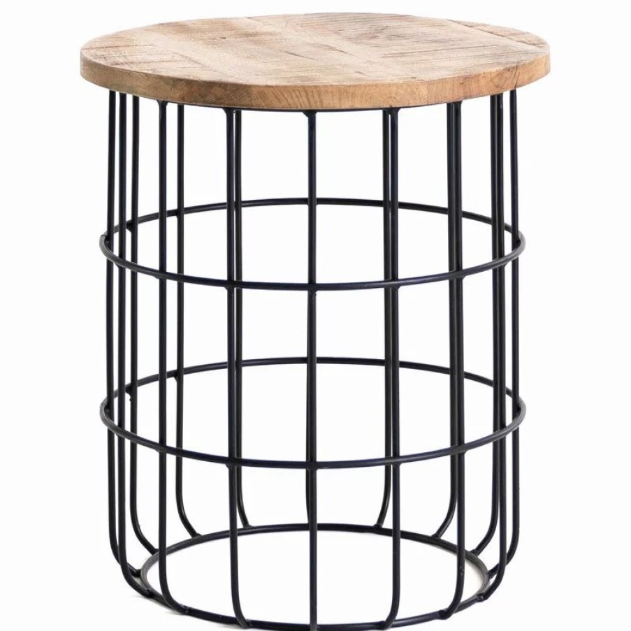Coffee & Accent Tables * | Madeleine Home Inc. Auxon Designer Cage Side Table, Natural & Black