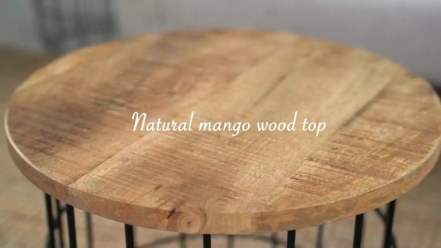 Coffee & Accent Tables * | Madeleine Home Inc. Auxon Designer Cage Side Table, Natural & Black