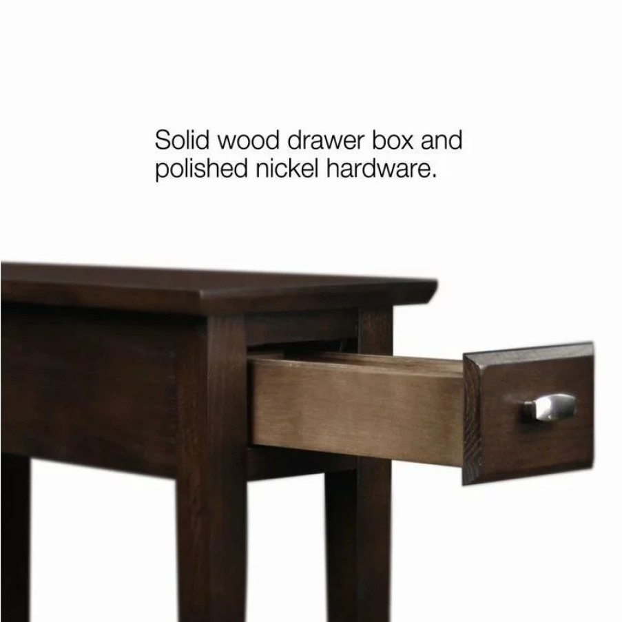 Coffee & Accent Tables * | Leick Home Leick Furniture Wood Chairside-Recliner End Table In A Chocolate Oak Finish