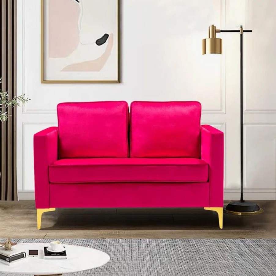 Sofas & Sectionals * | Karat Home Upholstered Sofa With Loose Back, Fushia