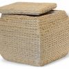 Footstools & Ottomans * | Baum Square Rush Lined Storage Ottoman With Lift-Off Lid Natural