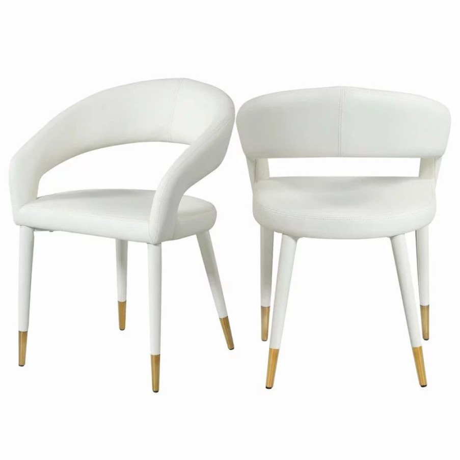 Chairs * | Meridian Furniture Destiny Dining Chair, White, Faux Leather
