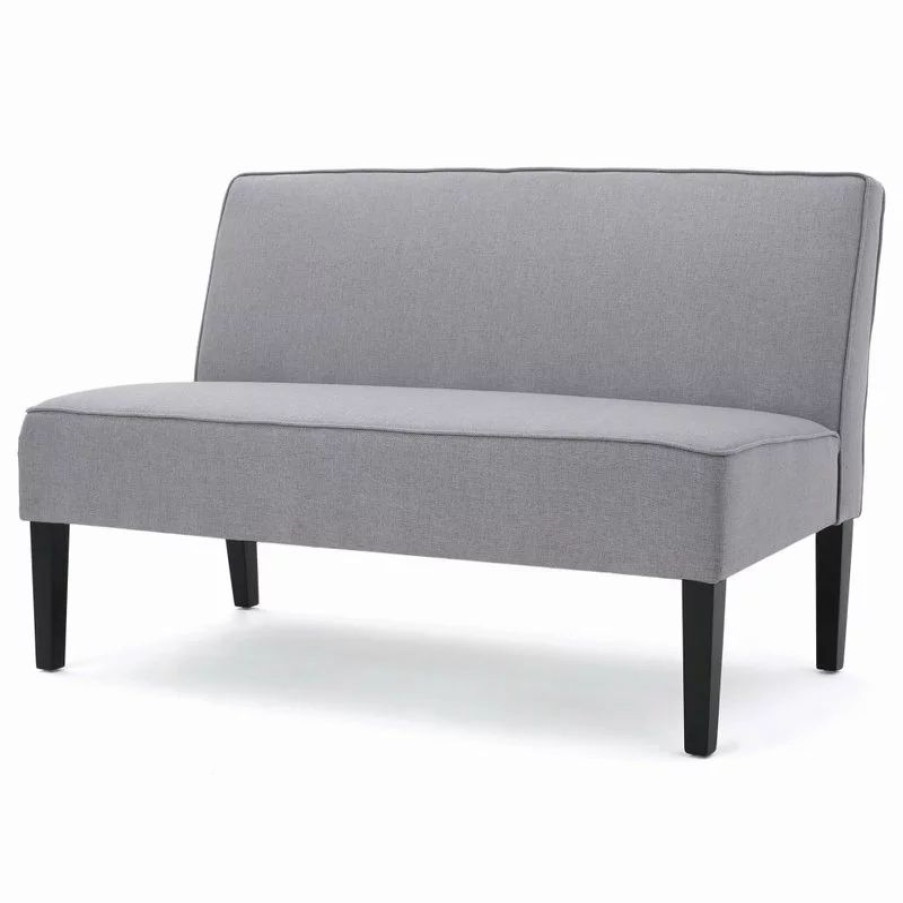 Sofas & Sectionals * | Gdfstudio Gdf Studio Charlotte Modern Simple Elegant Fabric Loveseat, Light Gray/Matte Black