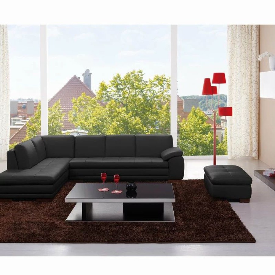Sofas & Sectionals * | Jnm Furniture 625 Modern Italian Leather Sectional By J&M, Black, Left Facing Chaise
