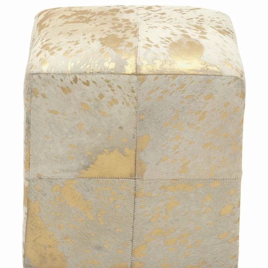 Footstools & Ottomans * | Brimfield & May Contemporary Gold Leather Stool 95947