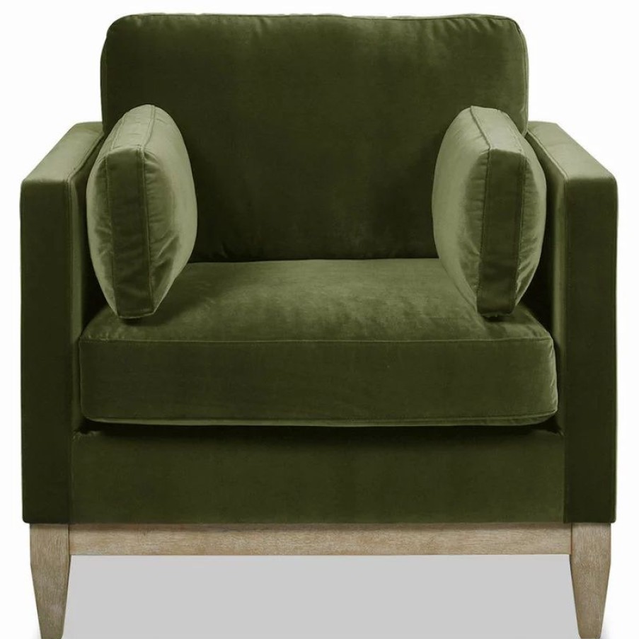 Chairs * | Jennifer Taylor Home Knox 36 Modern Farmhouse Arm Chair, Olive Green Performance Velvet