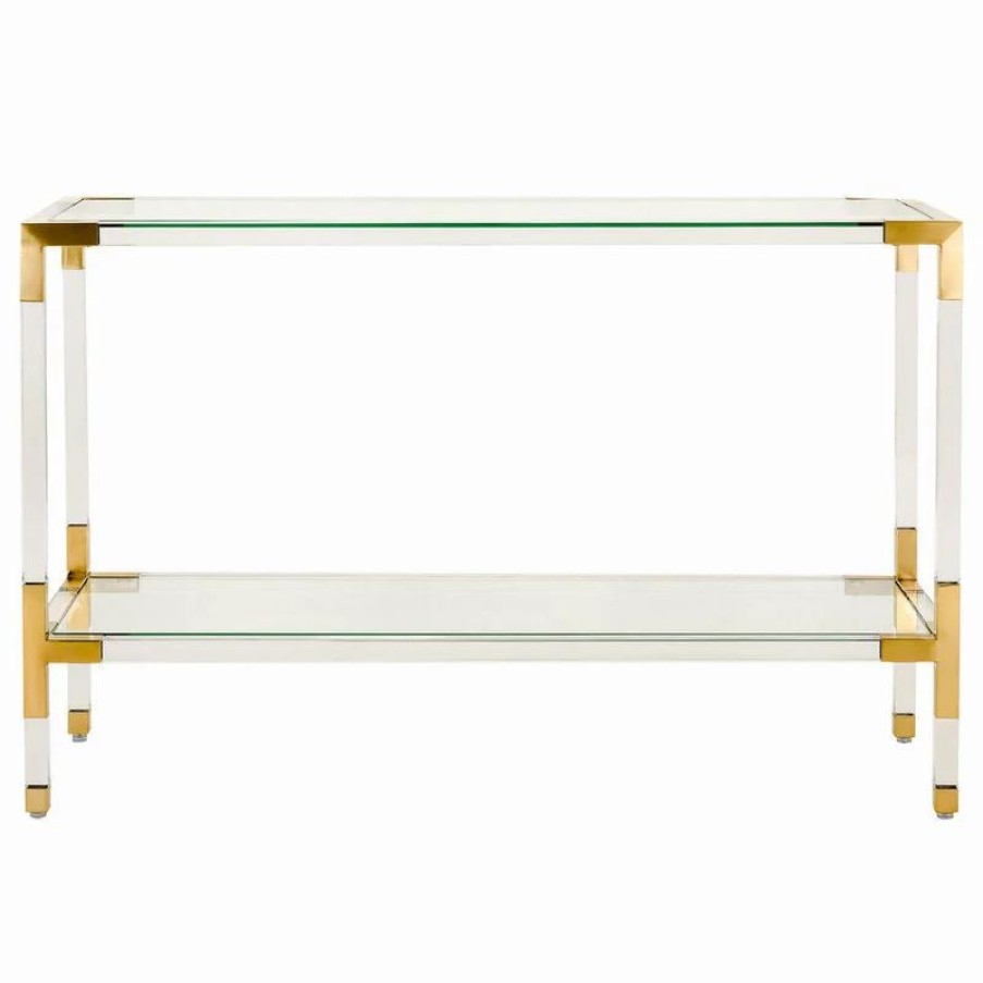 Console Tables * | Safavieh Arverne Acryilc Console, Brass