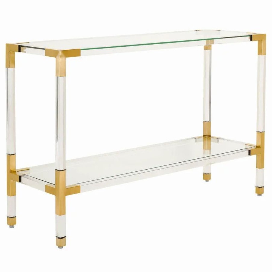 Console Tables * | Safavieh Arverne Acryilc Console, Brass