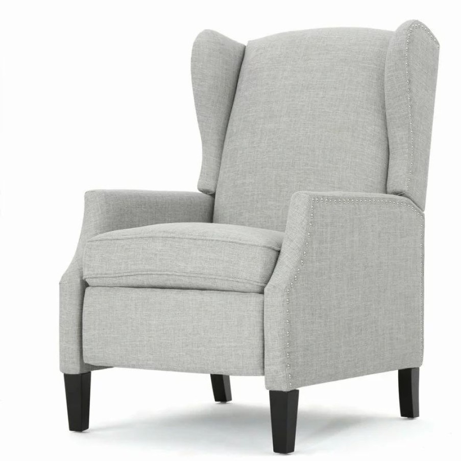 Chairs * | Gdfstudio Gdf Studio Weyland Contemporary Fabric Wingback Pushback Recliner, Gray
