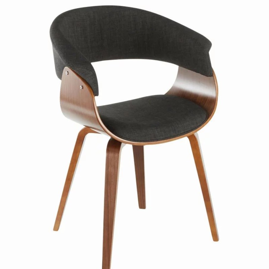 Chairs * | Mod The Antonia Accent Chair, Charcoal, Fabric And Wood