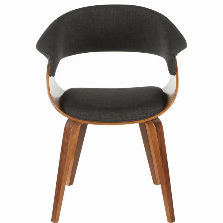 Chairs * | Mod The Antonia Accent Chair, Charcoal, Fabric And Wood