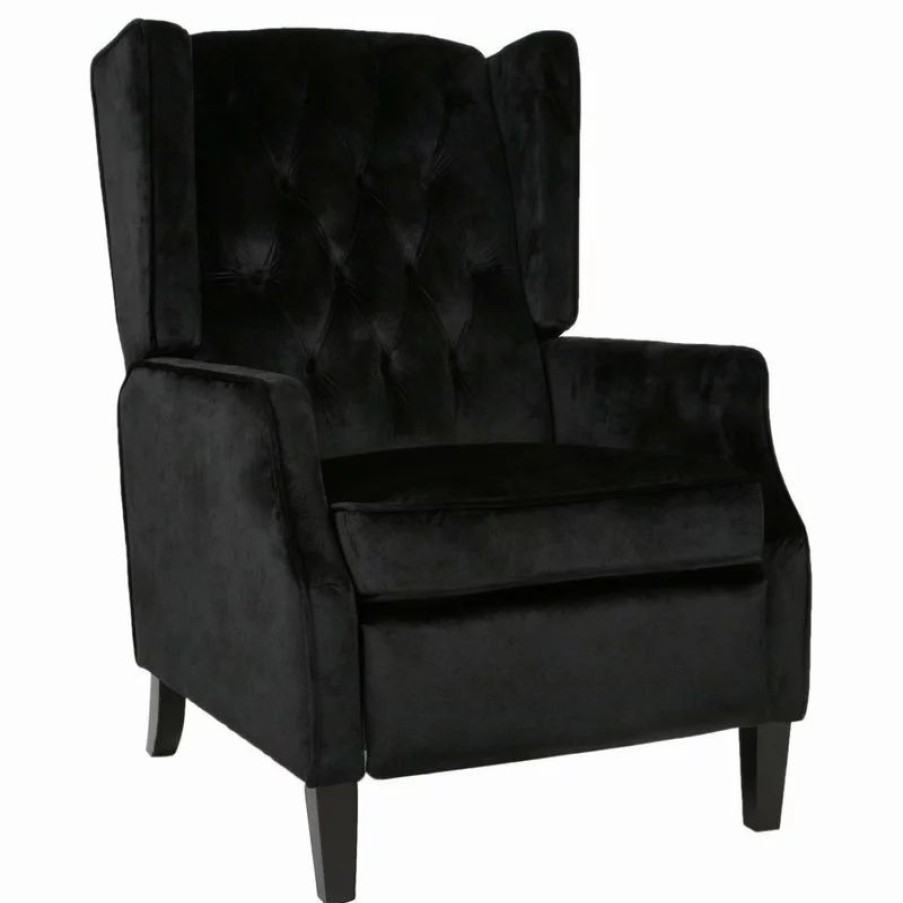 Chairs * | Gdfstudio Gdf Studio Diana Traditional Wingback Recliner, Black/Dark Brown
