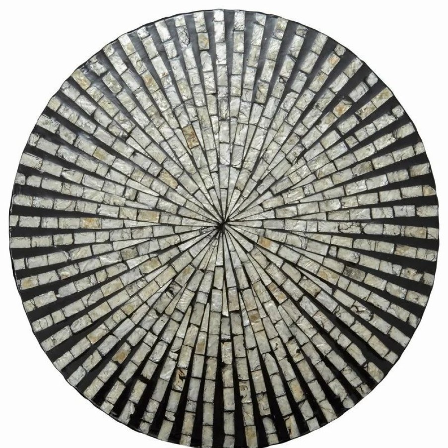 Coffee & Accent Tables * | Jofran Global Archive Round Capiz Accent Table, Black Multi