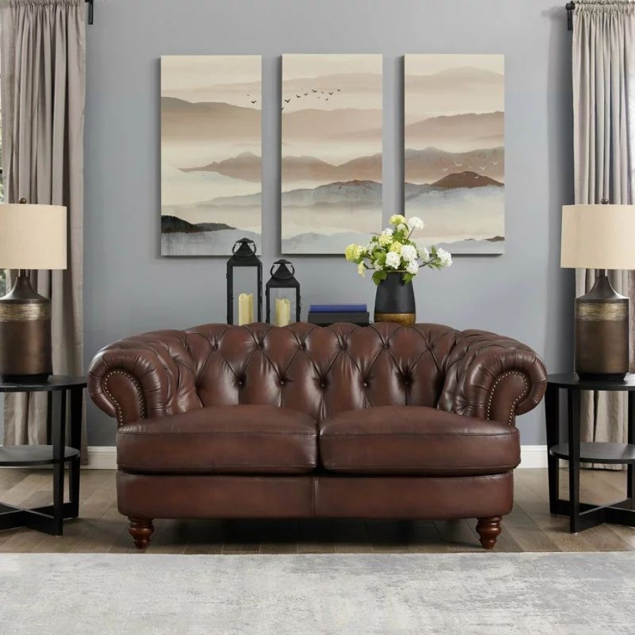 Sofas & Sectionals * | Hydeline Usa Hydeline Newport Top Grain Leather Sofa Collection, 72.5 Loveseat