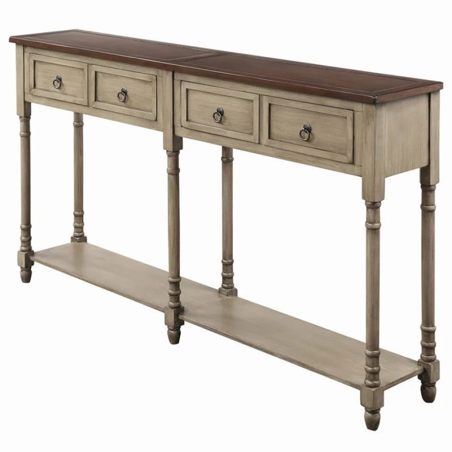 Console Tables * | Flint Garden Inc Console Table Sofa Table With Storage Console Tables, Antique Grey