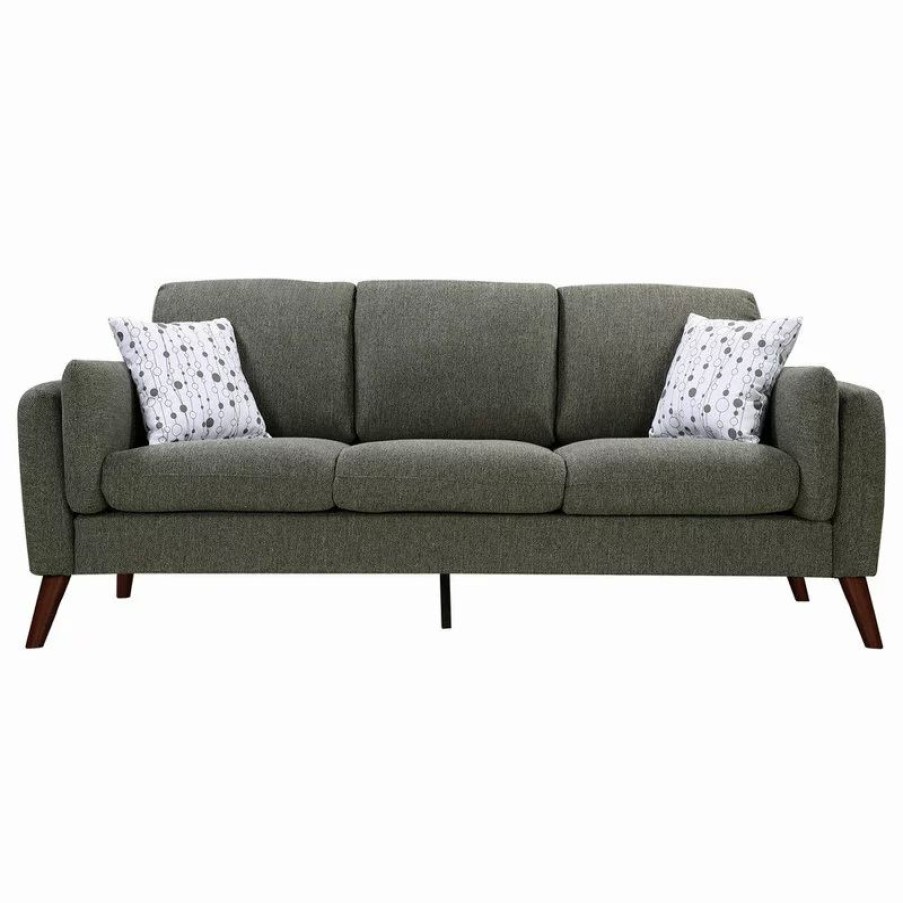 Sofas & Sectionals * | Lilola Home Winston Gray Linen Sofa Couch With Usb Charger And Tablet Pocket