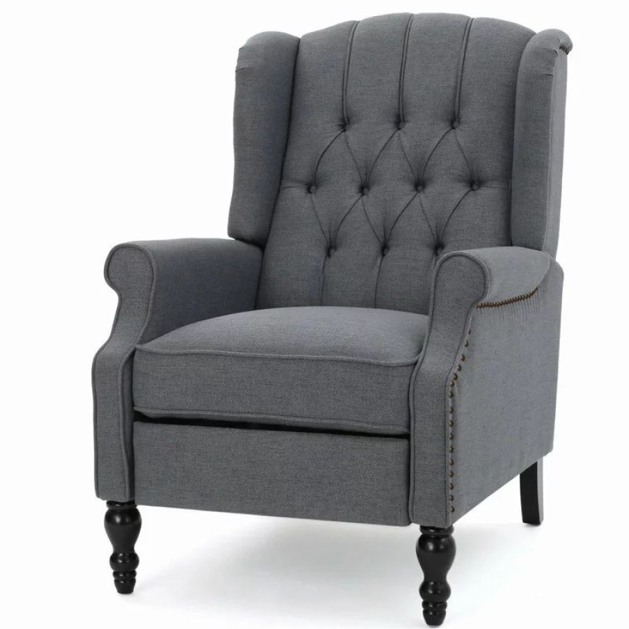 Chairs * | Gdfstudio Gdf Studio Elizabeth Tufted Back Recliner, Charcoal/Fabric